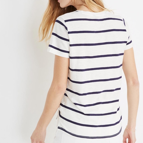 Madwell Striped Whisper Cotton V-Neck Pocket Tee - Picture 6 of 8